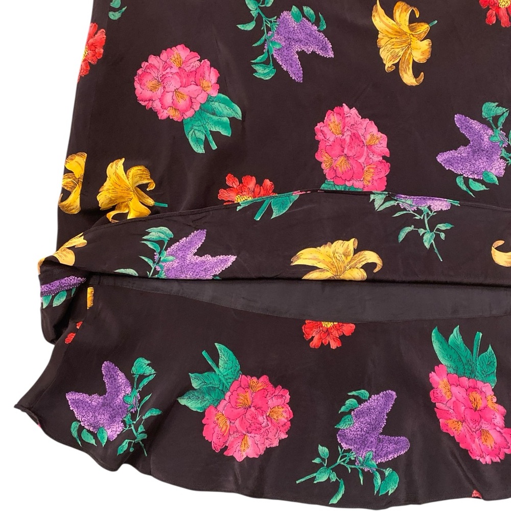 Vintage Liz Claiborne Black Floral Ruffle Hem Dress Short Sleeve Size 12 - Picture 12 of 12